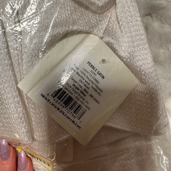 New Threshold Ivory Pebble Satin Single Light Filtering Curtain Panel 108” - Picture 4 of 5